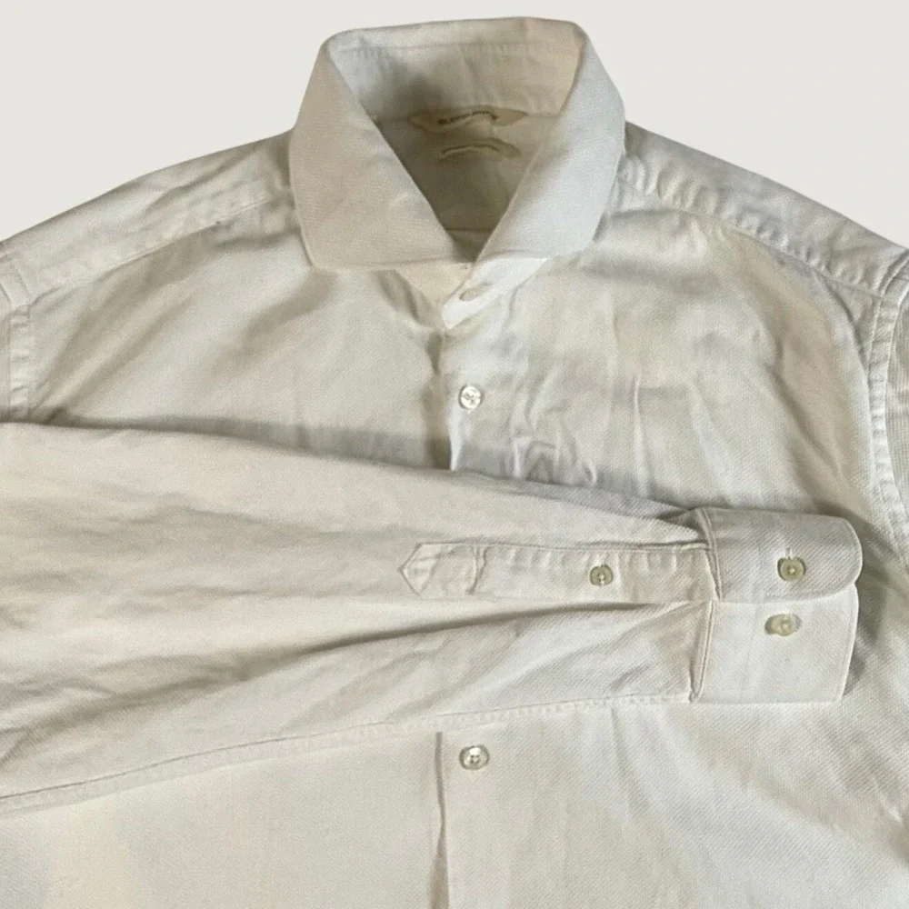 Suitsupply Dress Shirt Mens Large 17 Slim Fit Egyptian Cotton Textured White